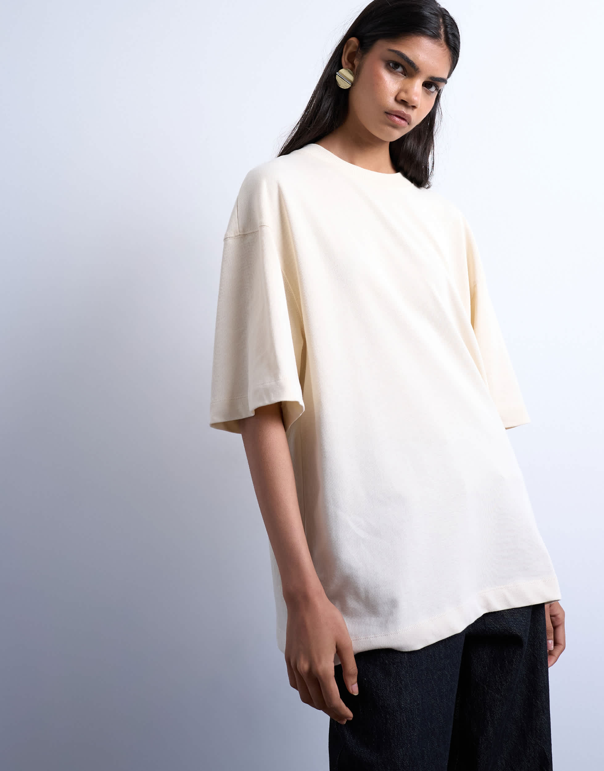 T-shirt oversize à épaules tombantes Topshop couleur sable