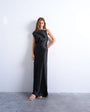 Topshop ruched side midi dress with drape back detail in black polka dot