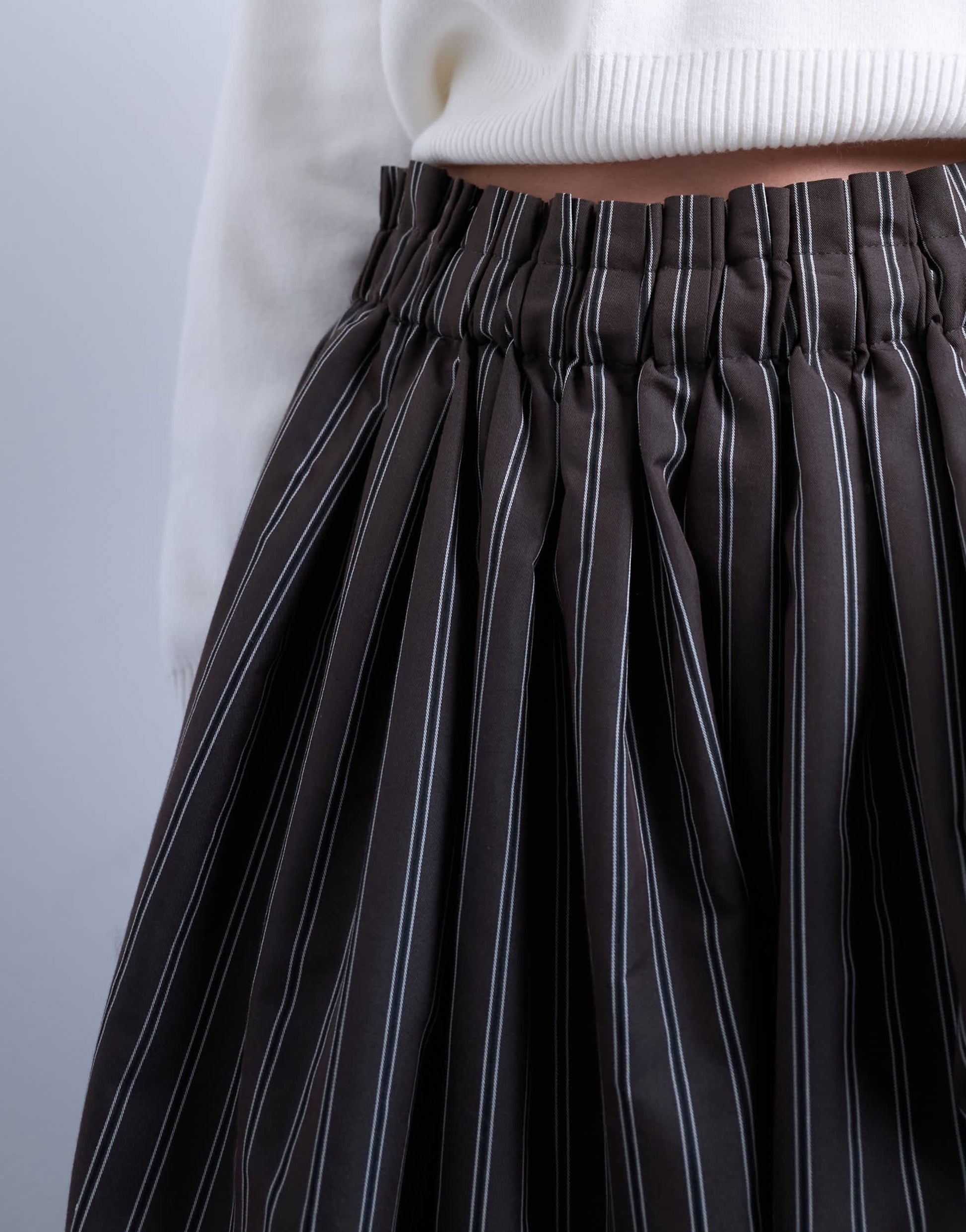 Topshop paper bag full circle maxi skirt in brown stripe