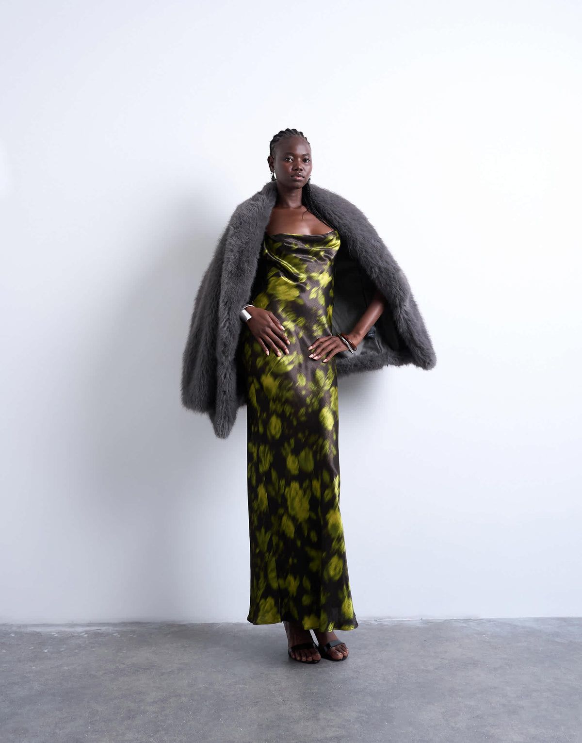 Topshop cowl maxi slip dress in grunge floral