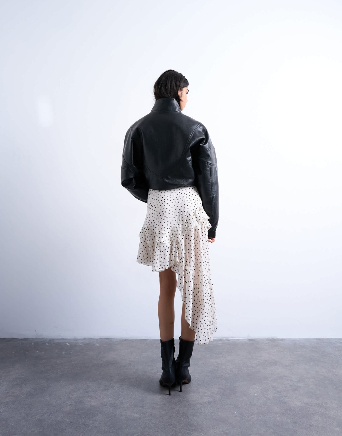 Topshop frill detail midi skirt in spot print