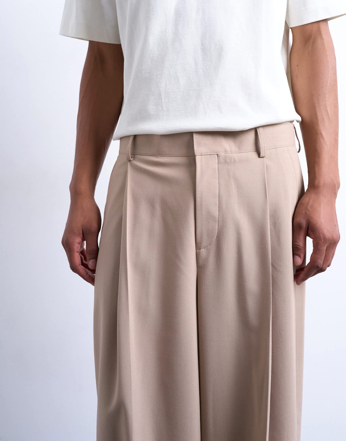 Topman relaxed smart trousers in beige