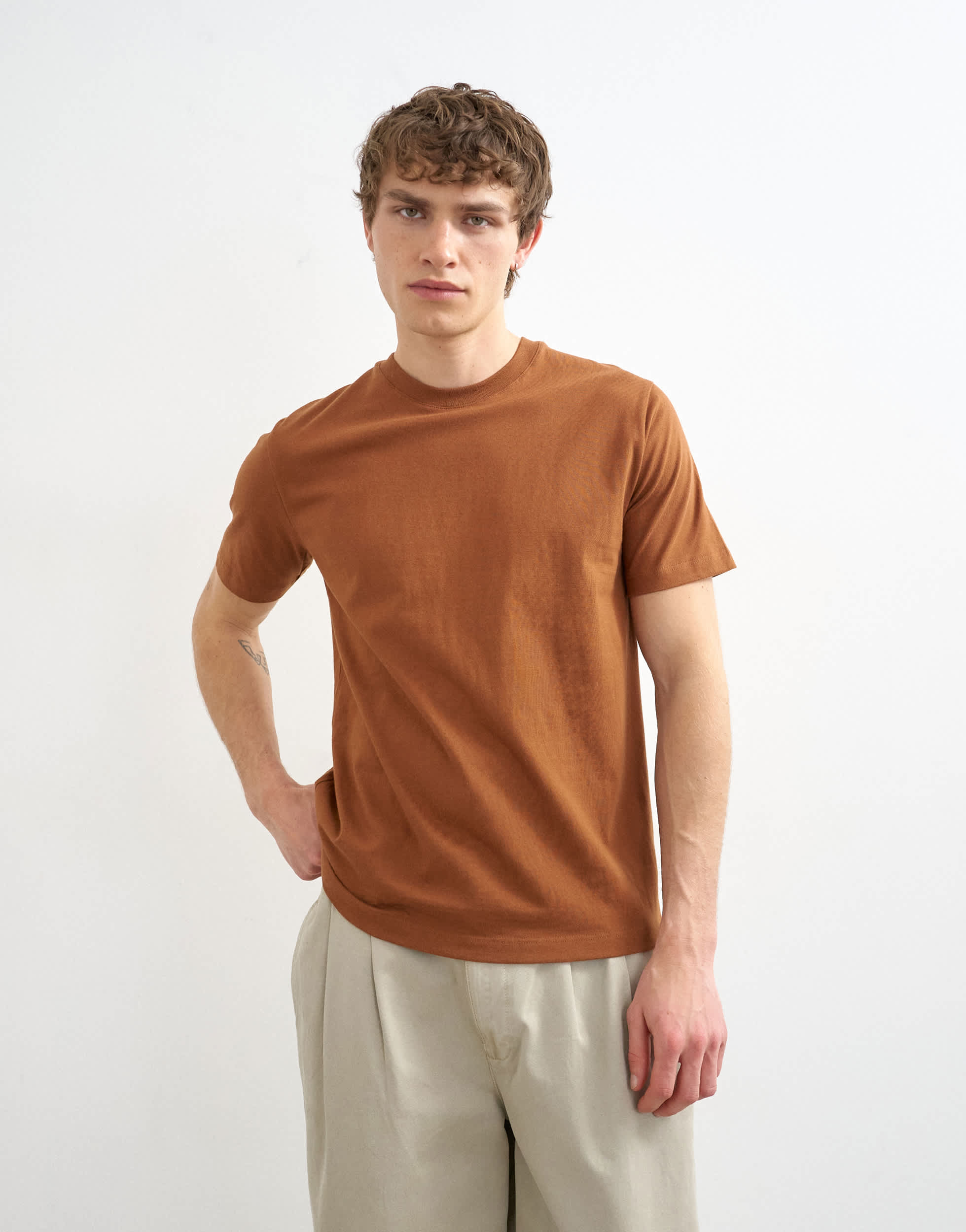 T-shirt coupe classique Topman marron