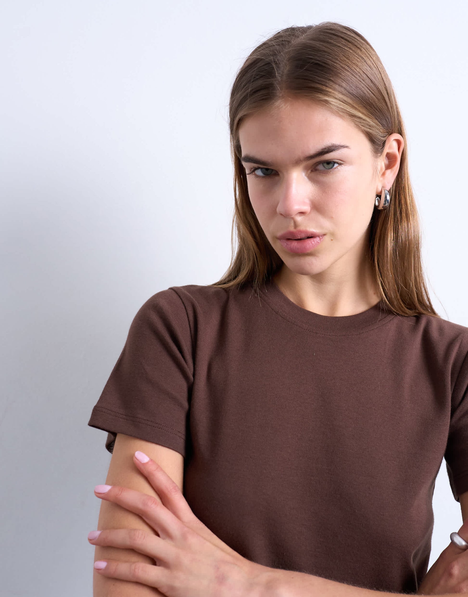 Topshop shrunken everyday tee in chocolate brown
