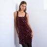 Topshop sequin scoop neck mini dress in burgundy