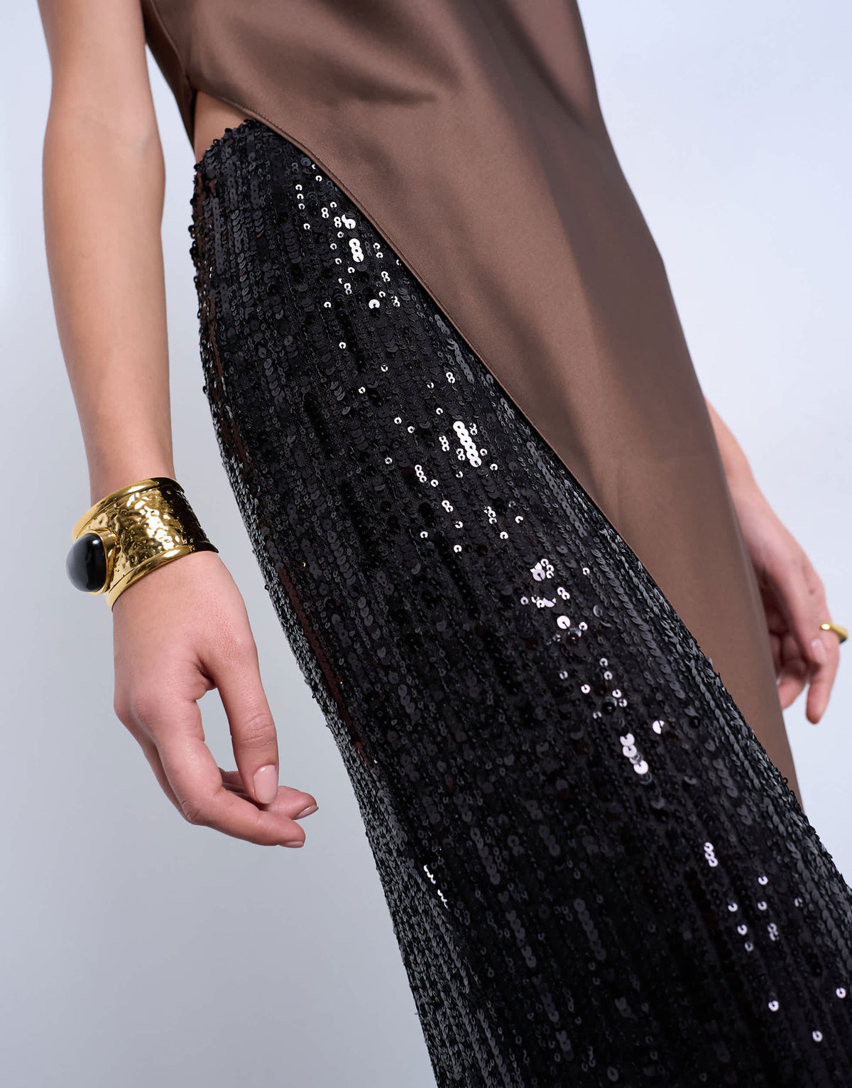 Topshop sequin wide leg trousers in black
