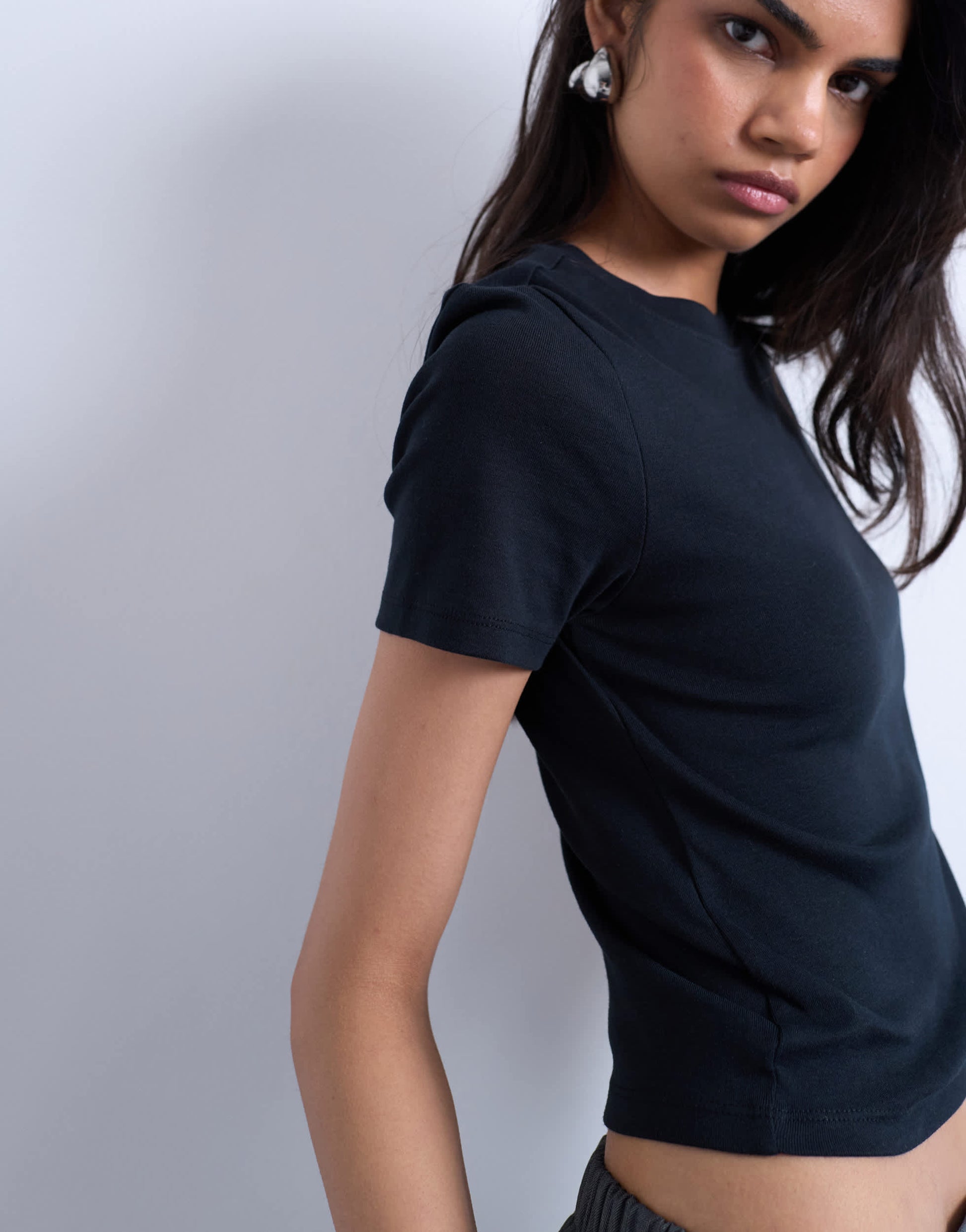 Topshop shrunken everyday tee in black