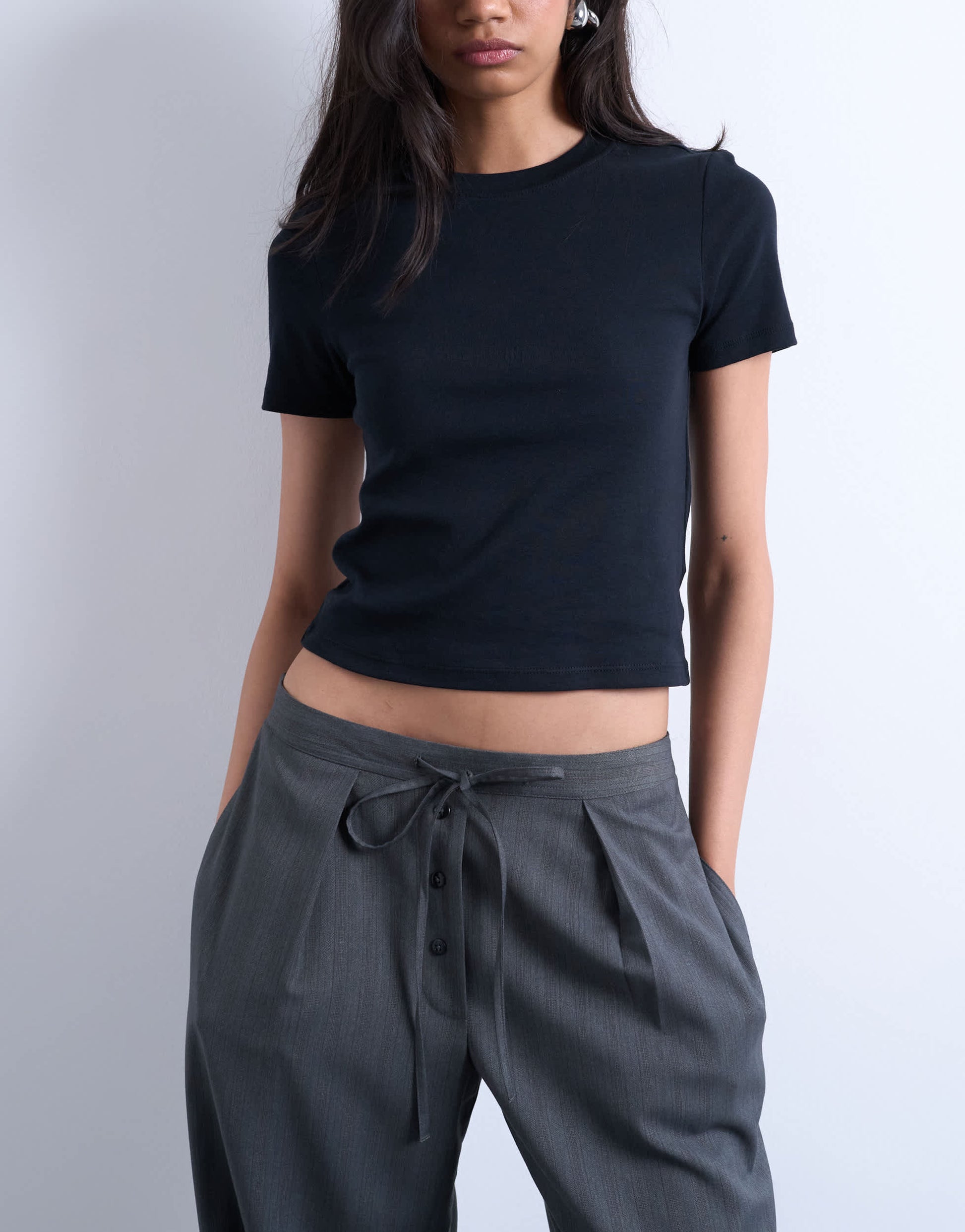 Topshop shrunken everyday tee in black