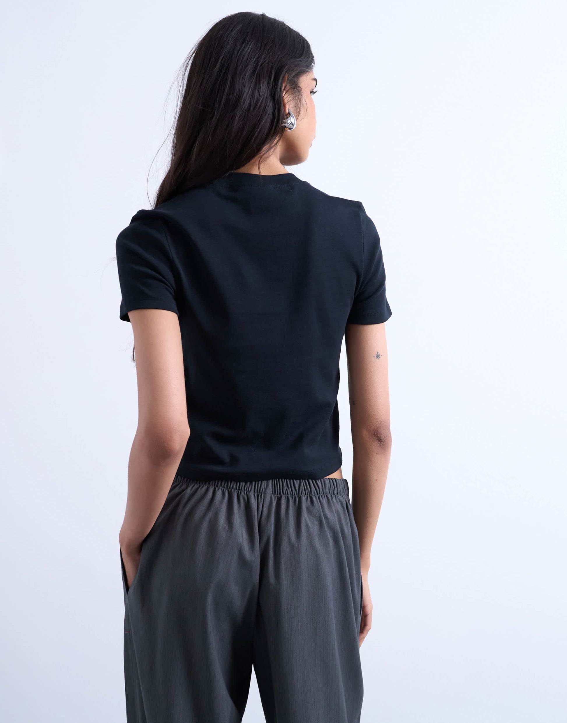 Topshop shrunken everyday tee in black