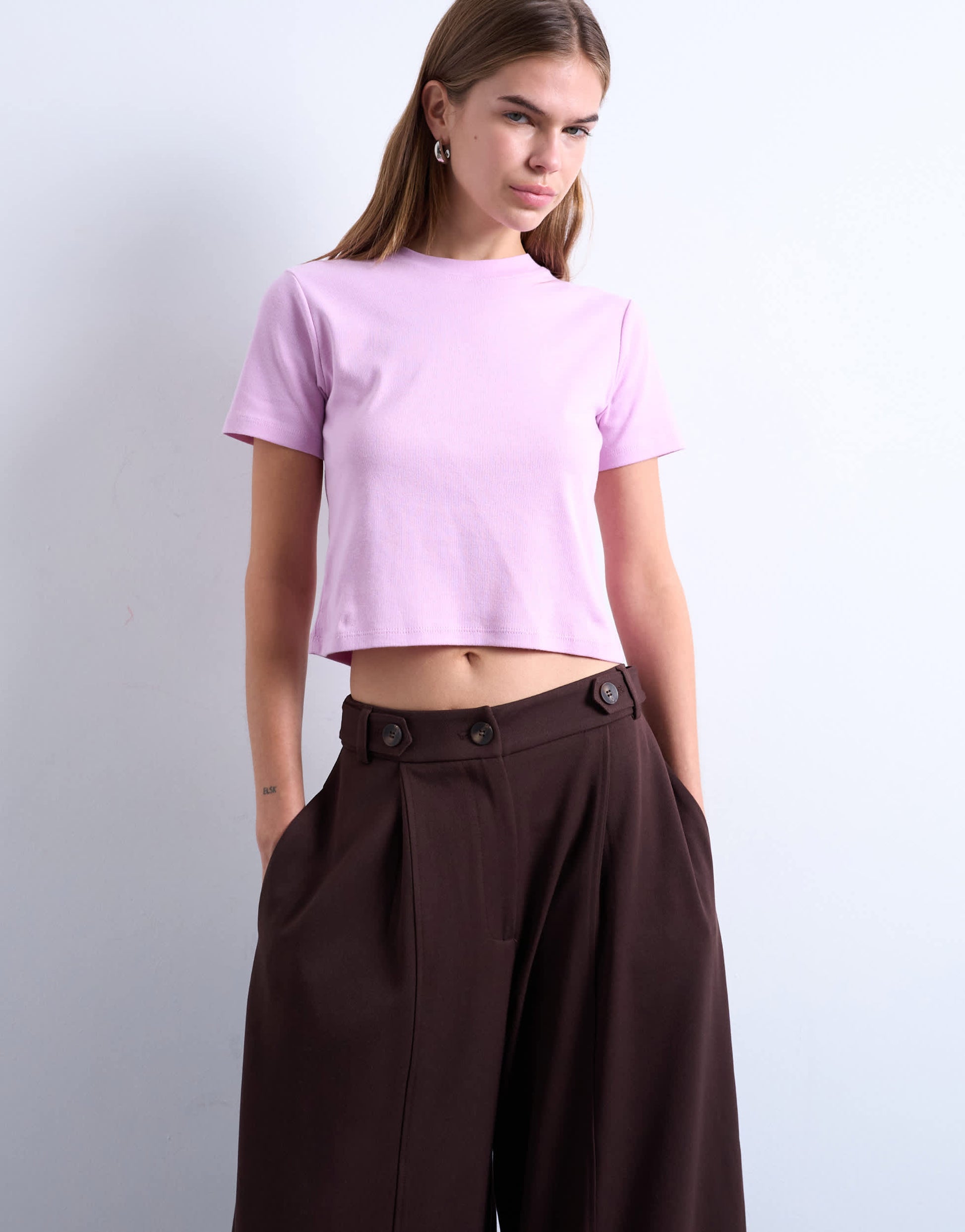 Topshop shrunken everyday tee in pink