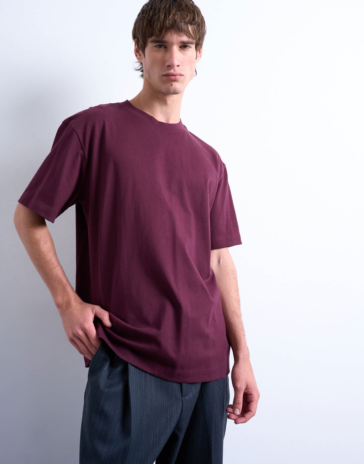Topman relaxed fit t-shirt in dark burgundy