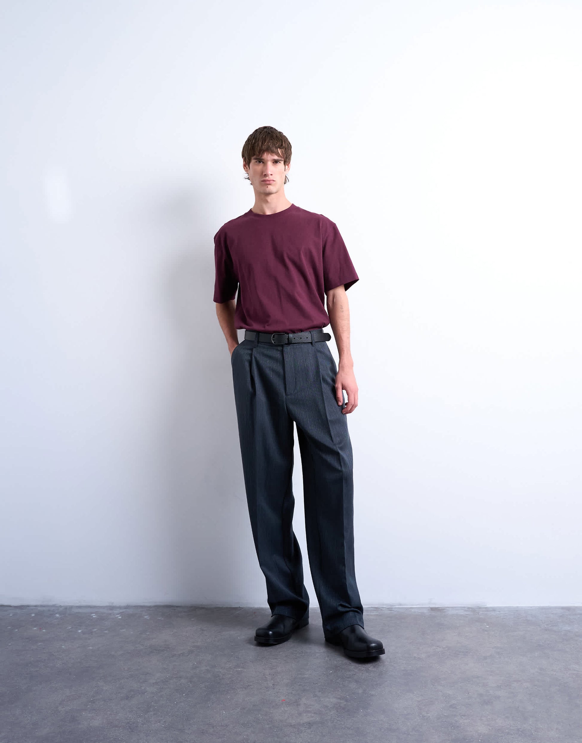 Topman relaxed fit t-shirt in dark burgundy