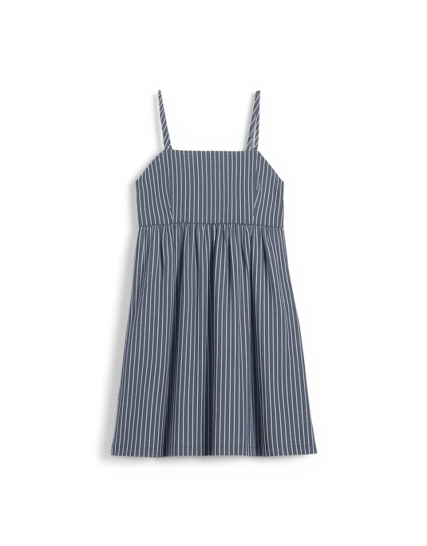 Topshop denim open back strappy dress in blue stripe