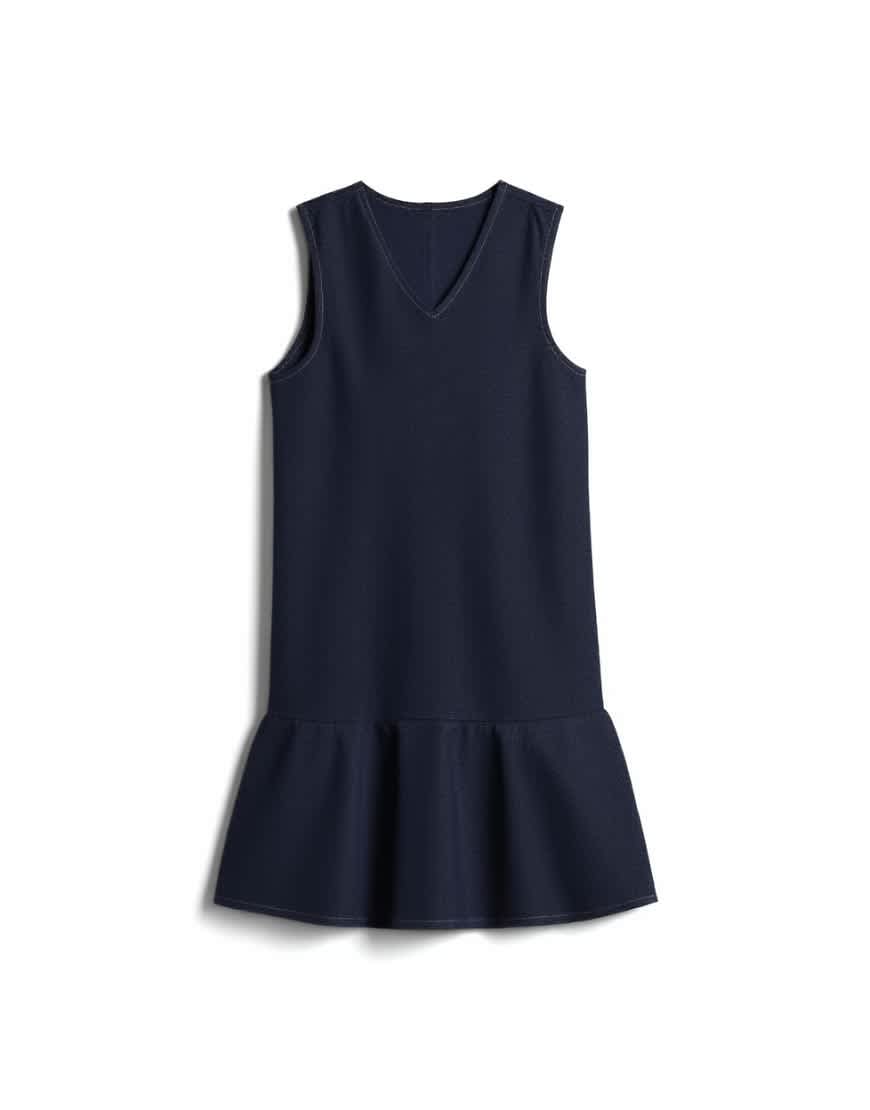 Topshop denim v neck peplum mini dress in indigo rinse