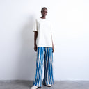 Topshop stripe crinkle wide leg trousers in navy