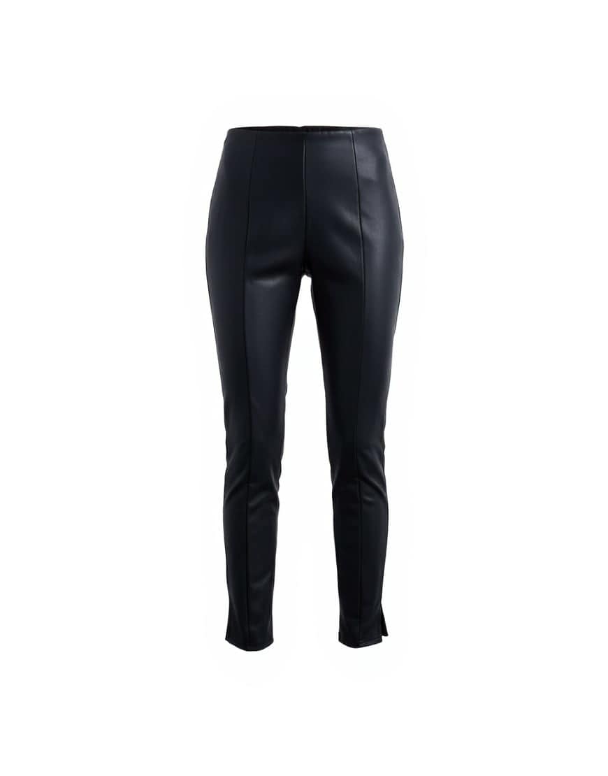 Topshop faux leather drain pipe skinny trouser in black