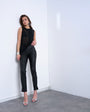 Topshop faux leather drain pipe skinny trouser in black