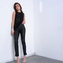 Topshop faux leather drain pipe skinny trouser in black