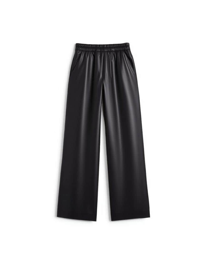 Topshop faux leather awkward length pull on trouser in black