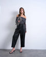 Topshop faux leather awkward length pull on trouser in black