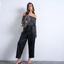 Topshop faux leather awkward length pull on trouser in black