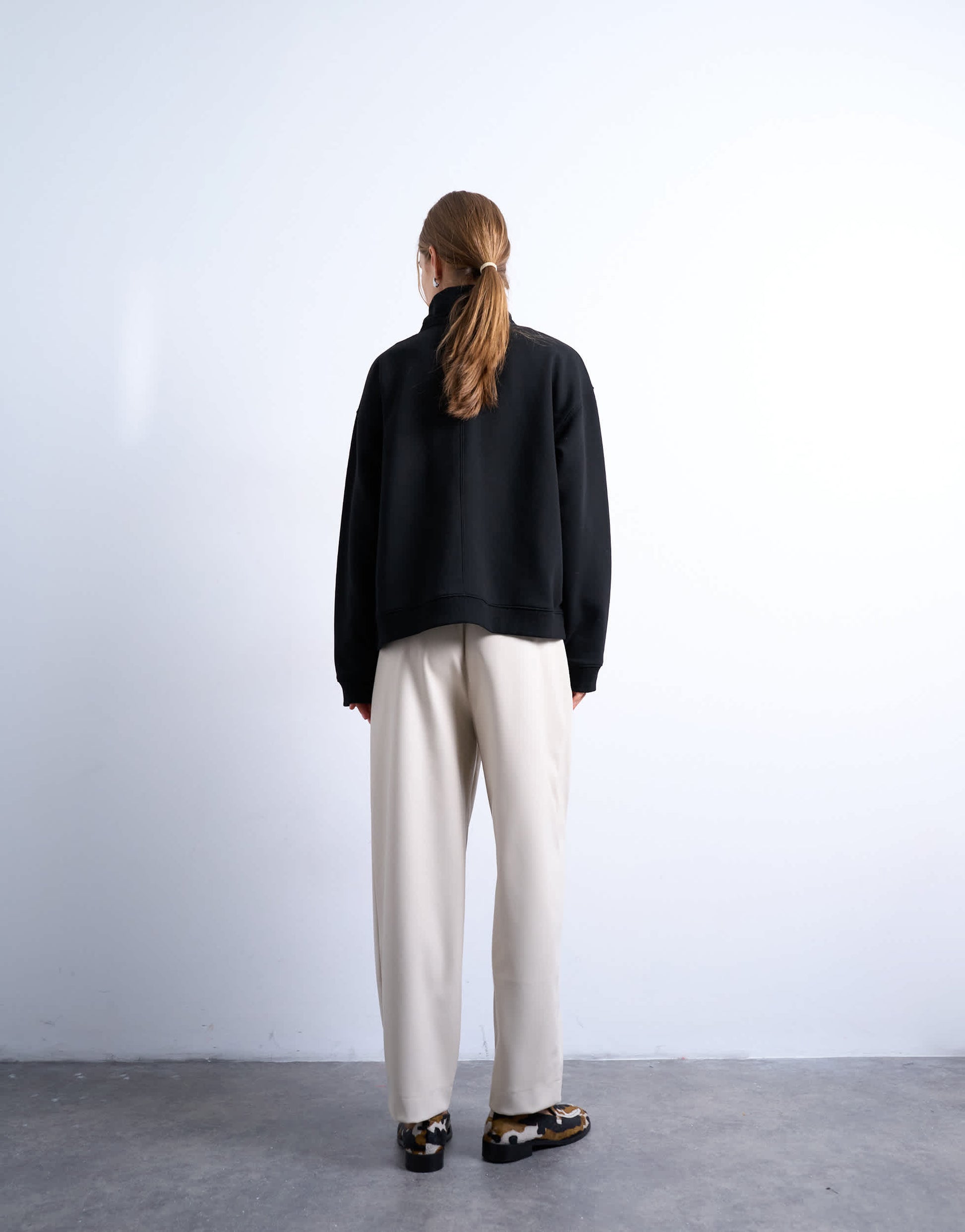 Topshop faux leather awkward length pull on trouser in ecru