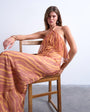 Topshop halter layer chiffon dress in pink and cream print