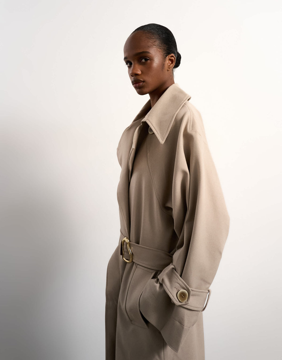 Topshop oversized clean tailored Trench with dropped armhole in stone