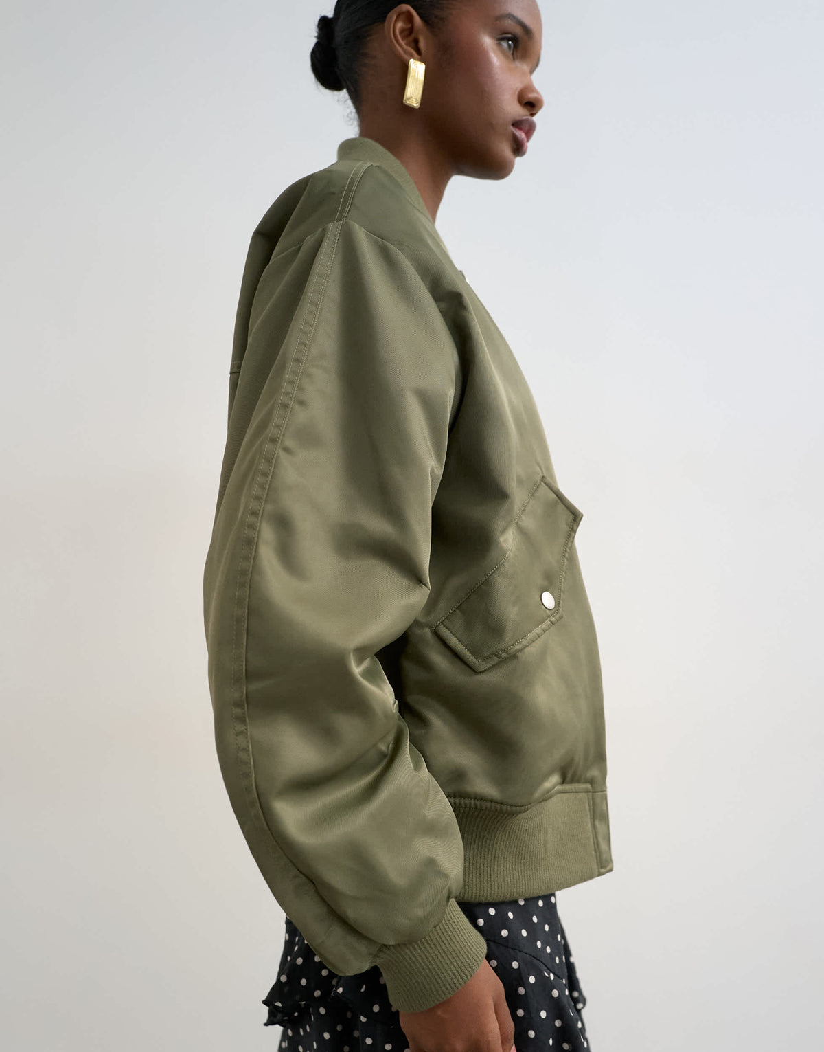 Topshop bomber with contrast lining in green 