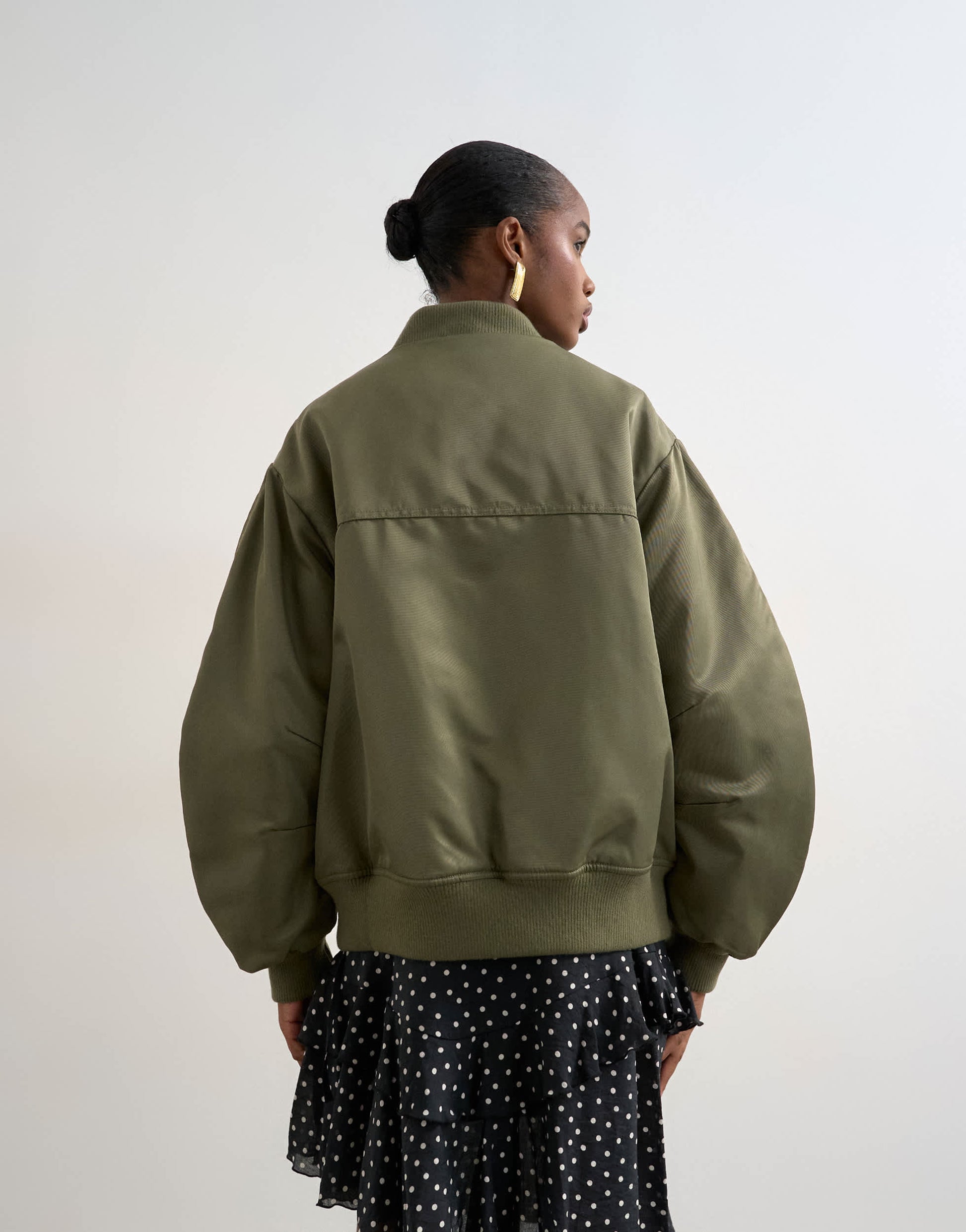 Topshop bomber with contrast lining in green 