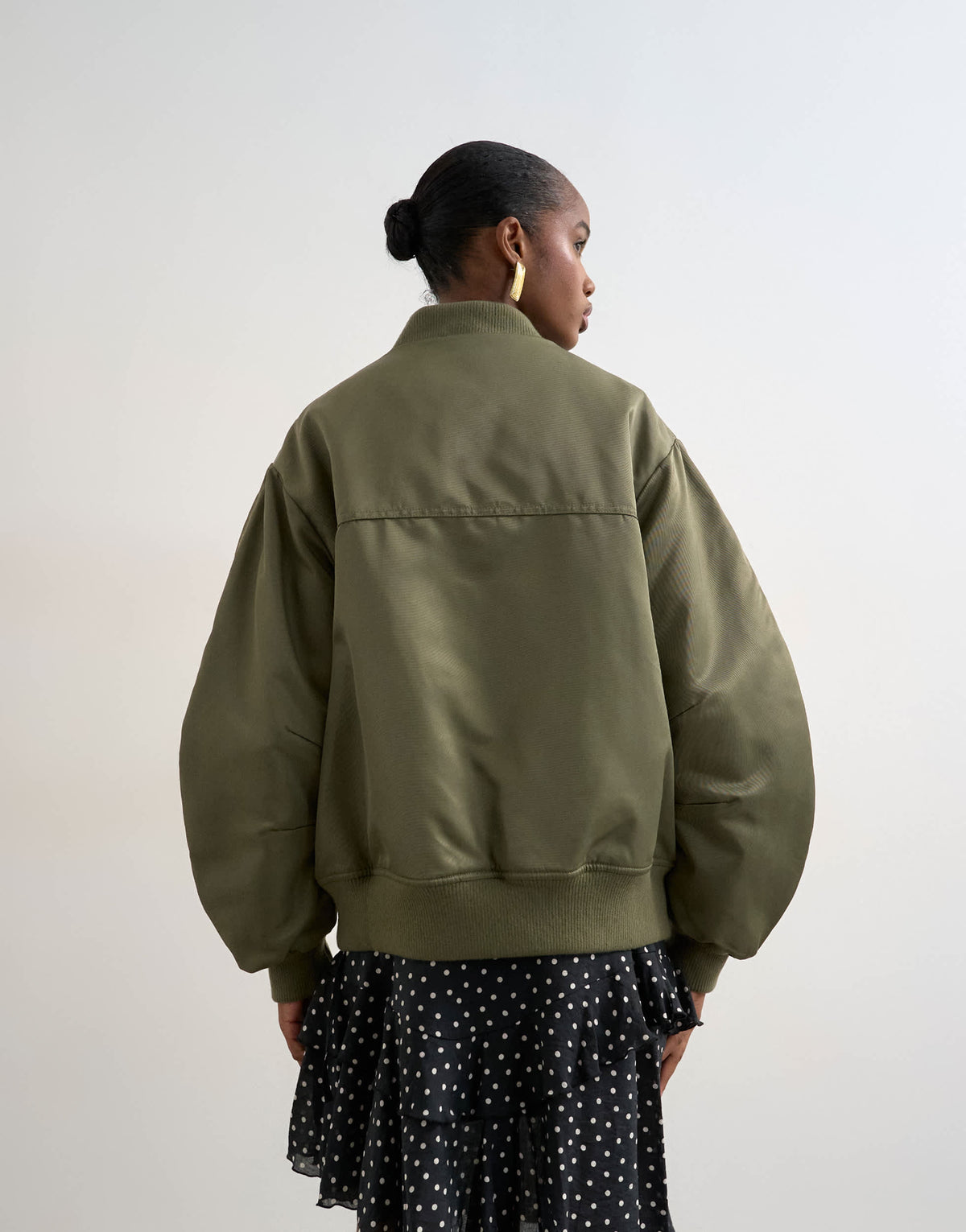 Topshop bomber with contrast lining in green 