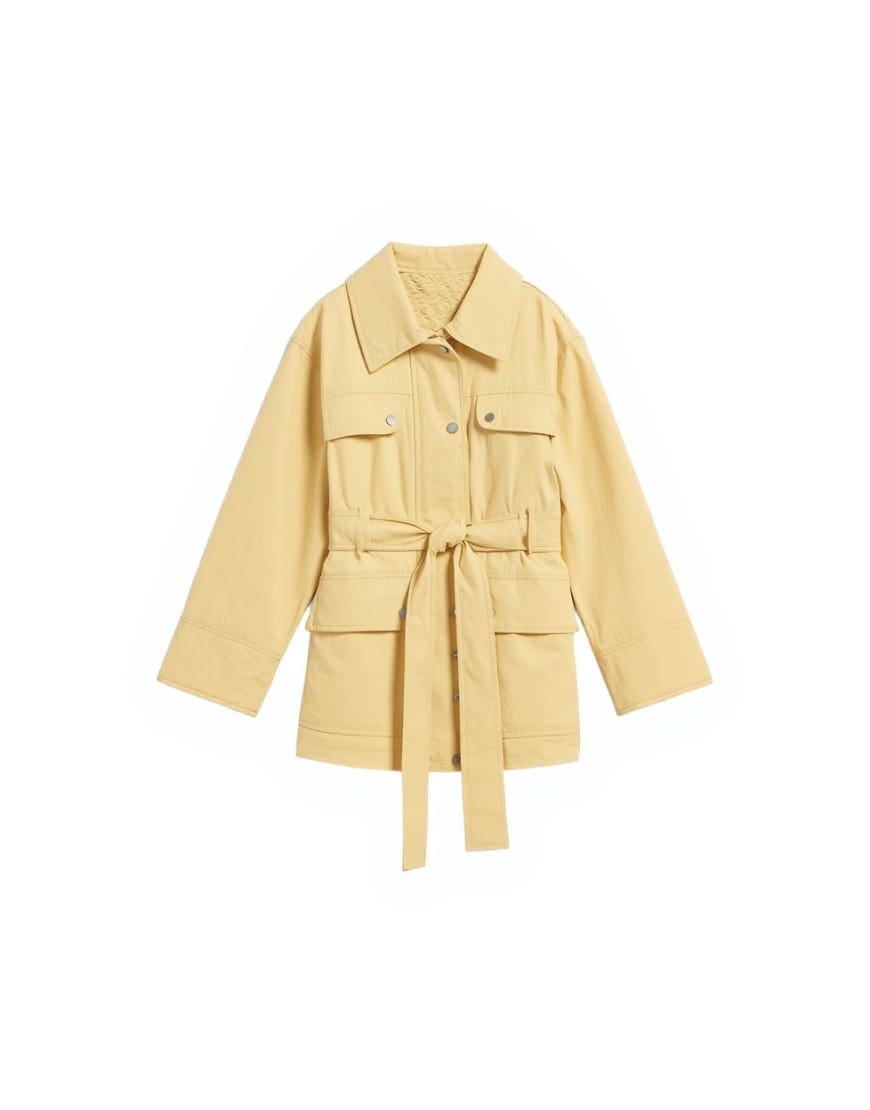 Topshop 4 pocket cotton shacket with quilted lining in butter yellow