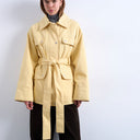 Topshop 4 pocket cotton shacket with quilted lining in butter yellow