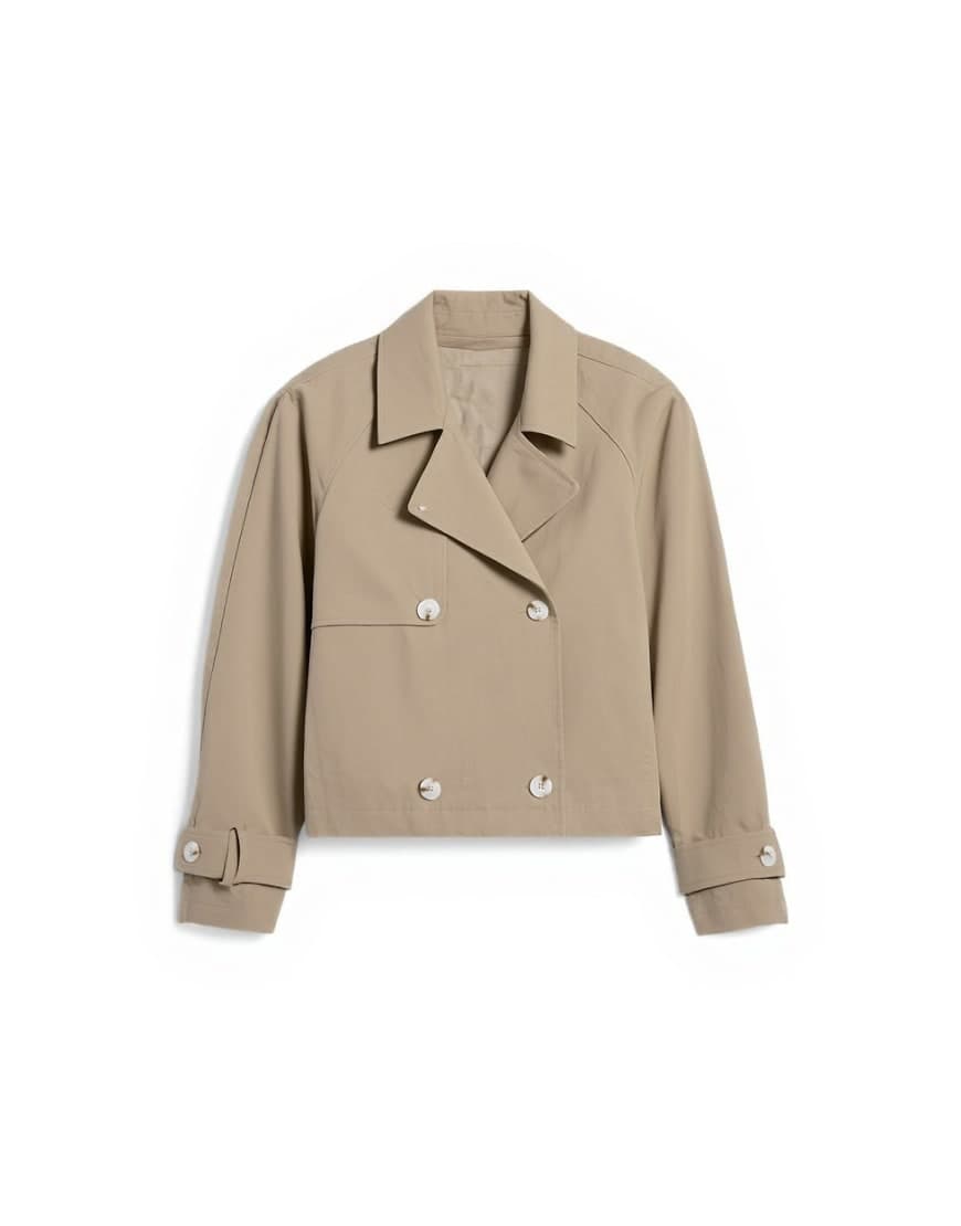 Topshop cotton ovoid sleeve short trench in beige