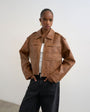 Topshop PU zip through jacket in washed brown