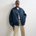 Blouson bomber Topshop bleu marine avec doublure contrastée