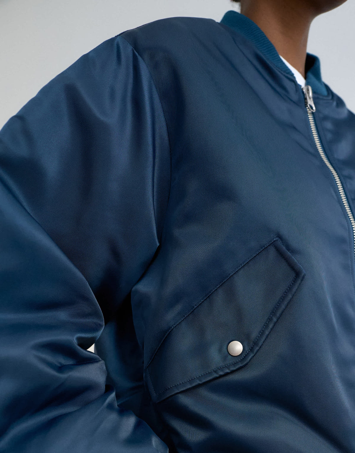 Topshop bomber with contrast lining in navy