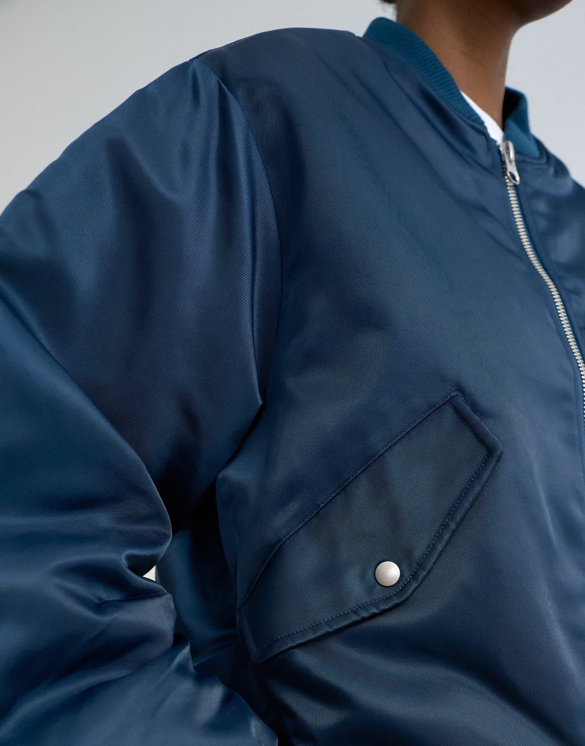 Topshop bomber with contrast lining in navy