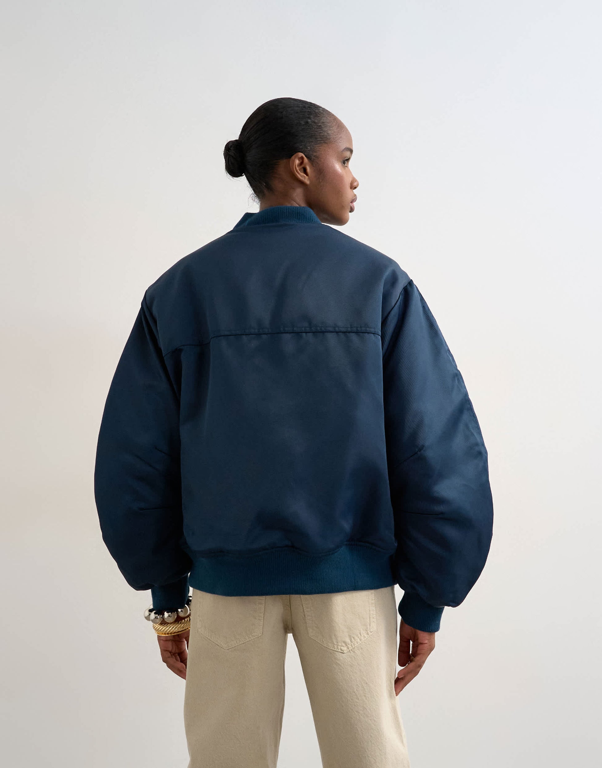 Topshop bomber with contrast lining in navy