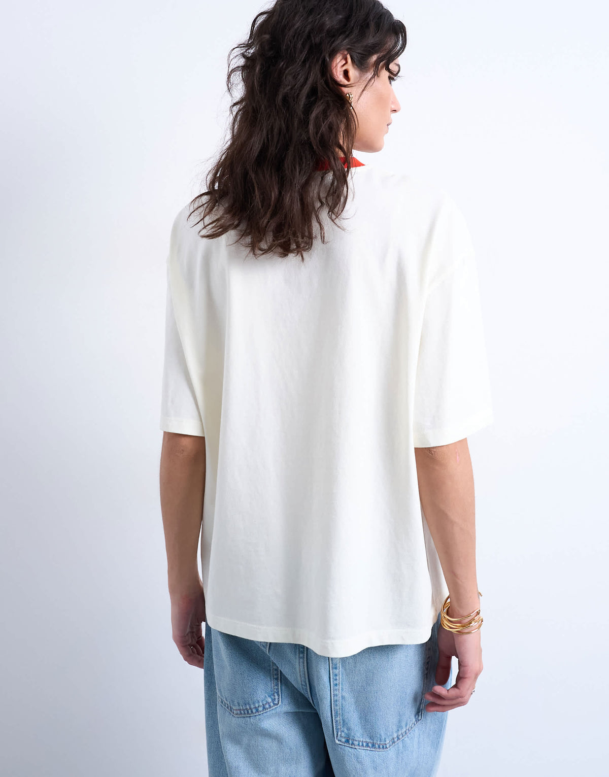 Topshop graphic cactus contrast ringer oversized tee in ecru