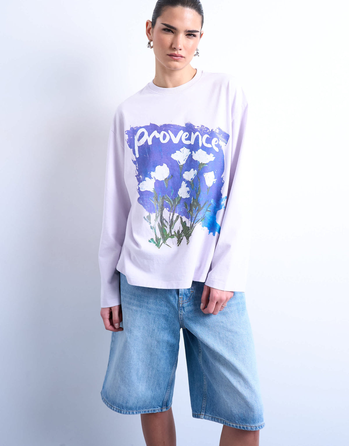 Topshop graphic Provence skater tee in lilac