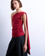 Topshop one shoulder cape detail top in red
