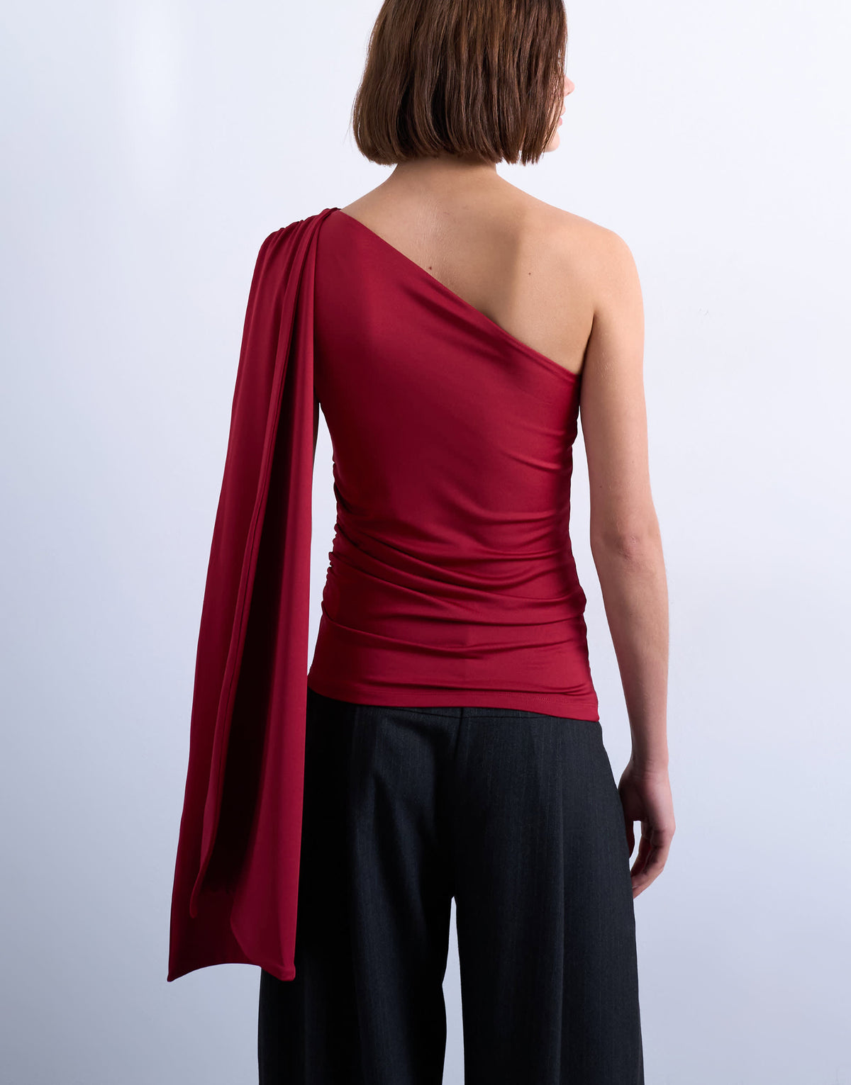 Topshop one shoulder cape detail top in red