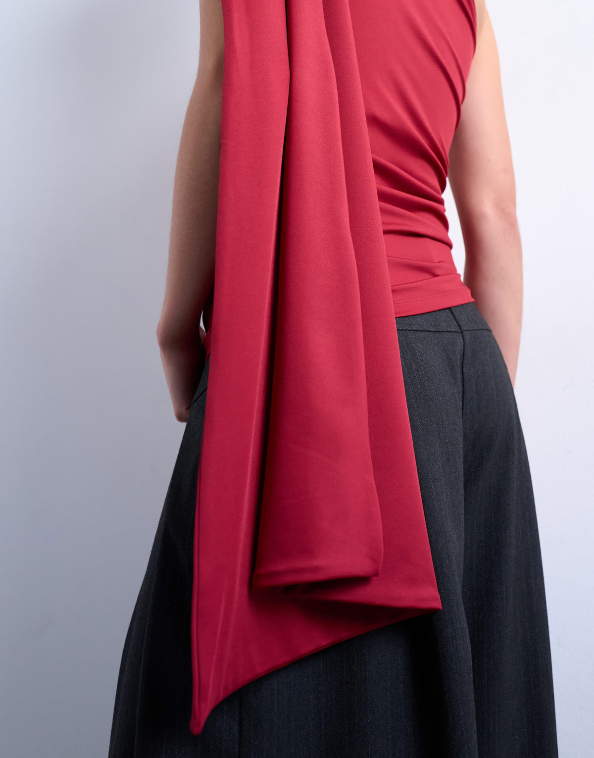 Topshop one shoulder cape detail top in red