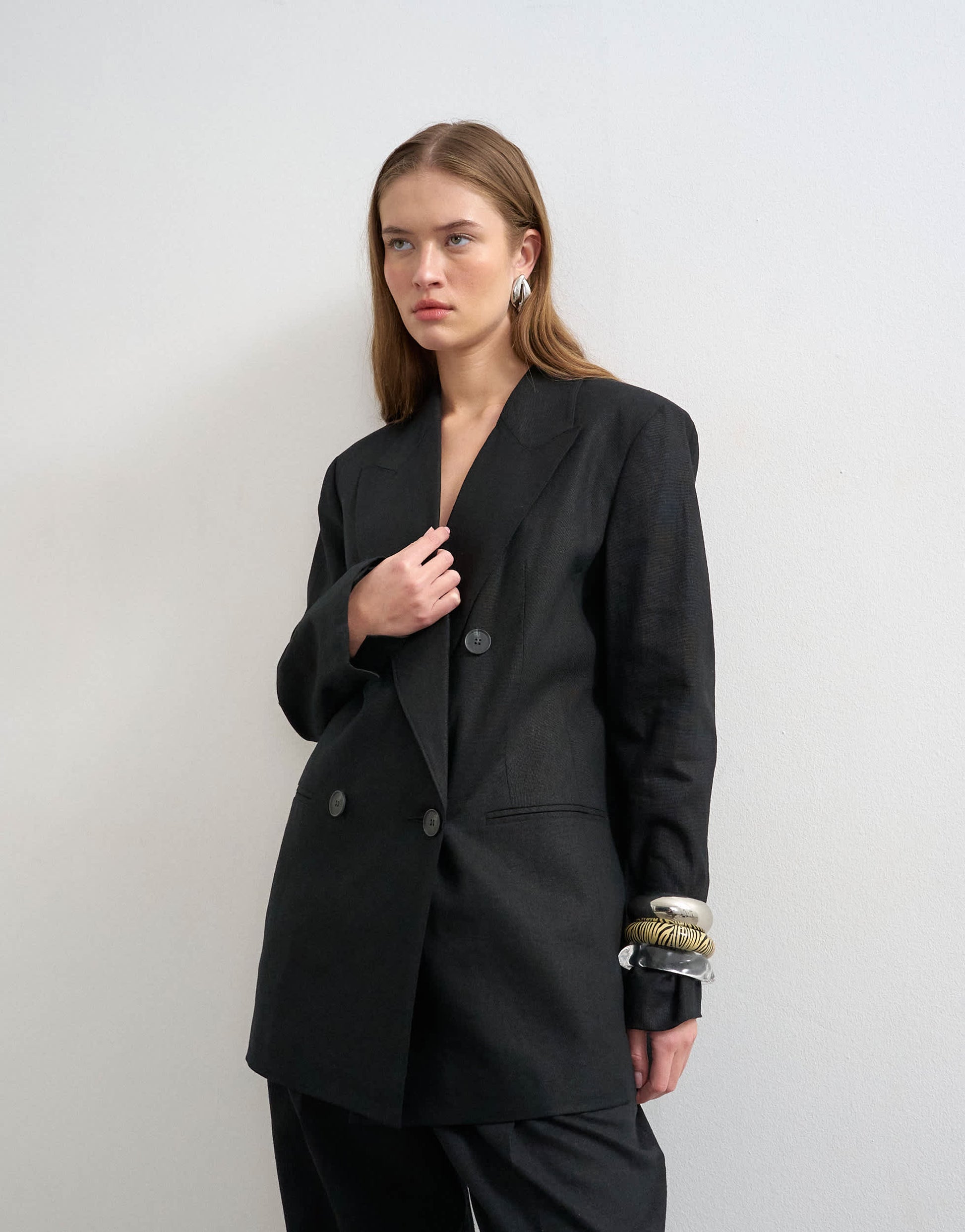 Topshop linen chuck on blazer in black