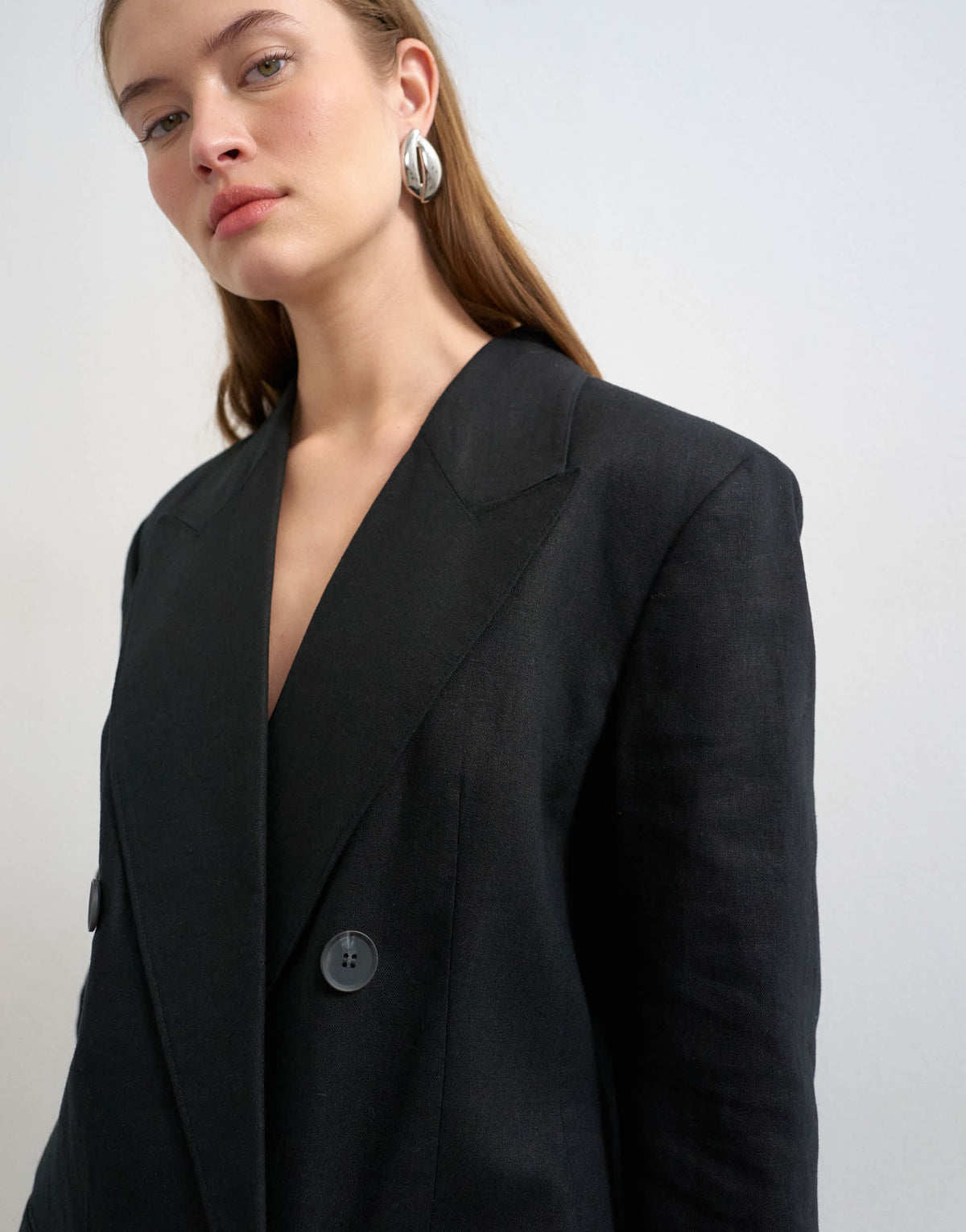 Topshop linen chuck on blazer in black