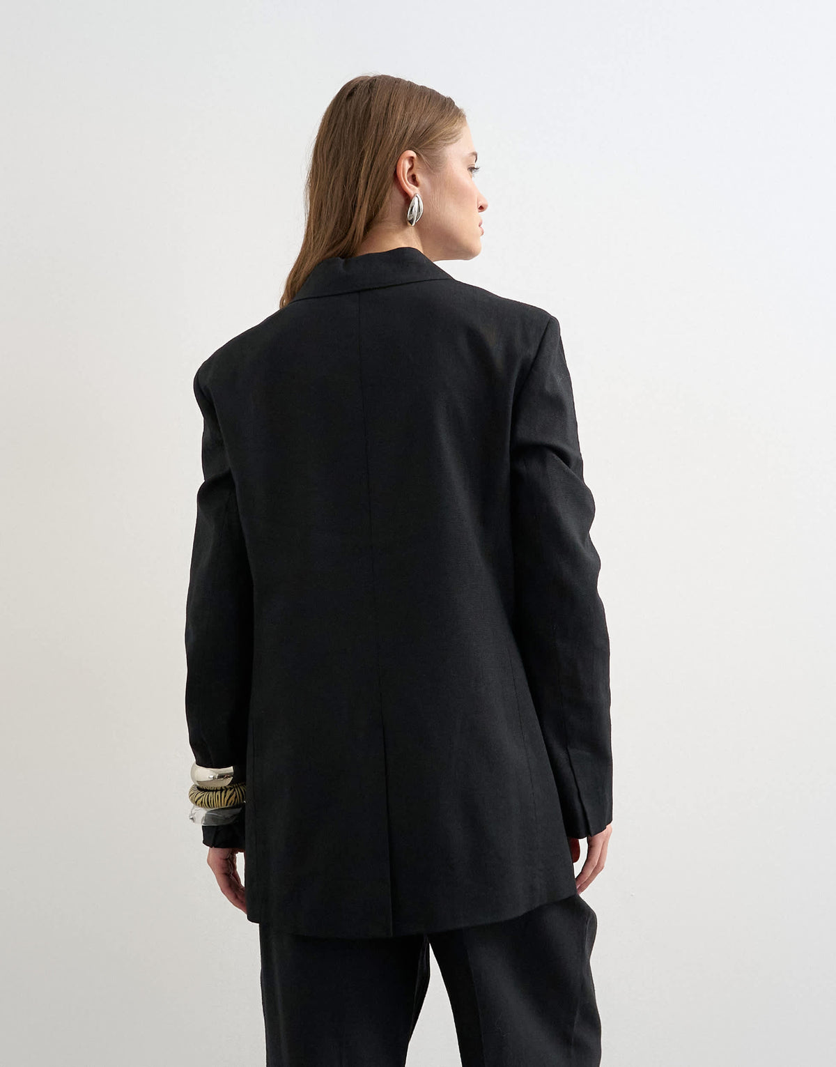 Topshop linen chuck on blazer in black