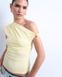 Topshop asymmetric ruched shoulder top in buttermilk
