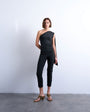 Topshop one shoulder cape detail top in black