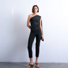 Topshop One-Shoulder-Top mit Cape-Detail in Schwarz
